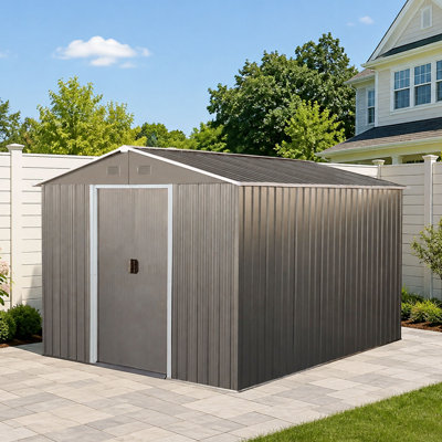 8x10 Metal Outdoor Storage Shed Gray
