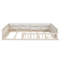 Lit plateforme tapissier en bois pleine grandeur avec garde-corps et coussin-1252442206
