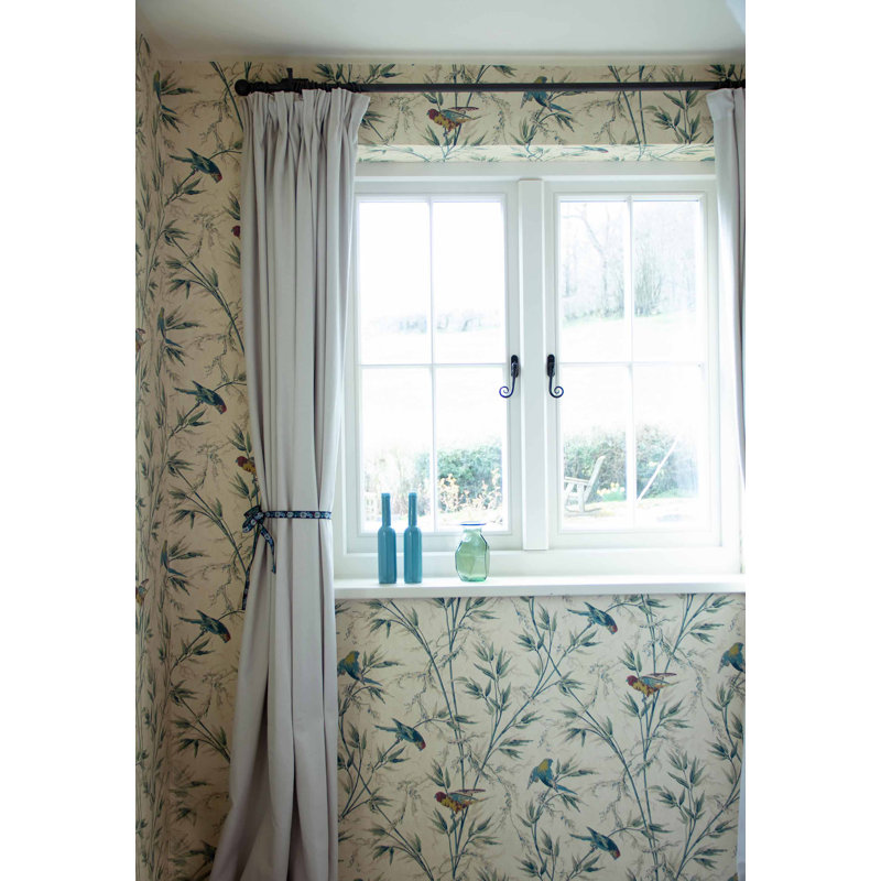 Poles Steel 2.2cm Single Curtain Pole, Beeswax, 2.2cm H x 150cm W x 2.2cm D