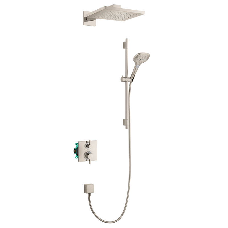 Raindance Thermostatic Complete Shower System with Rough-in Valve, Brushed Nickel
