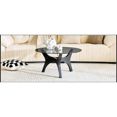 Table basse en verre de 80 cm (31,5 pouces), de style moderne du milieu du siècle, idéale pour les salons, les chambres et les bureaux, alliant décoration et fonctionnalité.