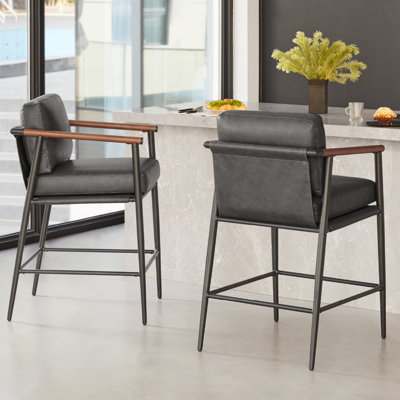 Atik Upholstered Counter Stool with Metal Frame
