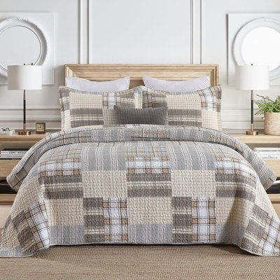 Ensemble de courtepointe 100% coton 98 po x 90 po DDUOXIN - 1 courtepointe avec 2 taies décoratives