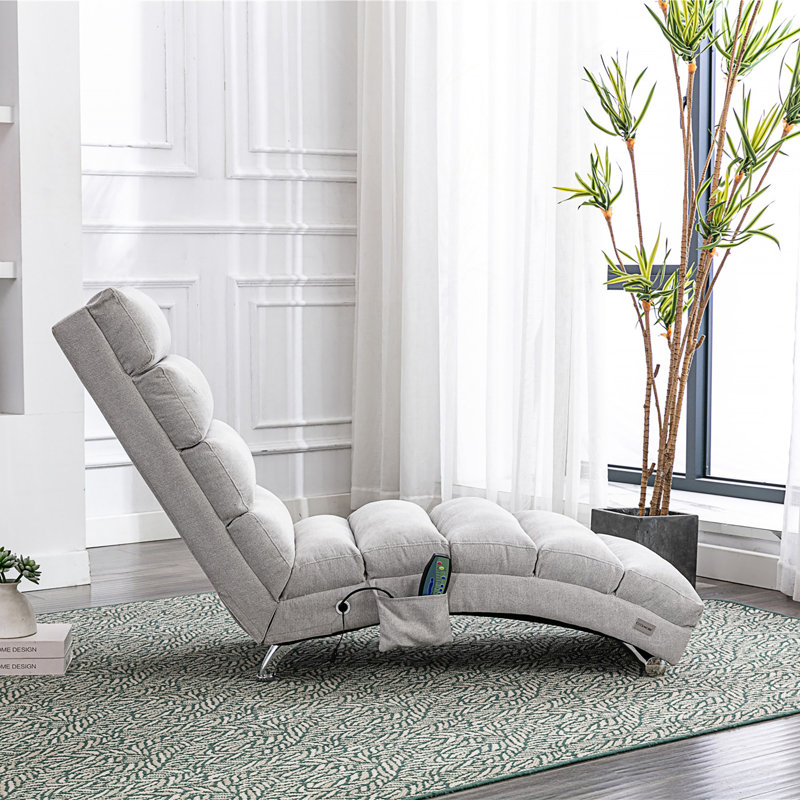Méridienne de luxe rembourrée avec dossier inclinable de luxe, Gris clair