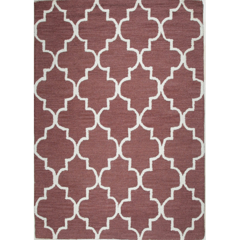 Hand Tufted Wool Geometric Area Rug, Brown