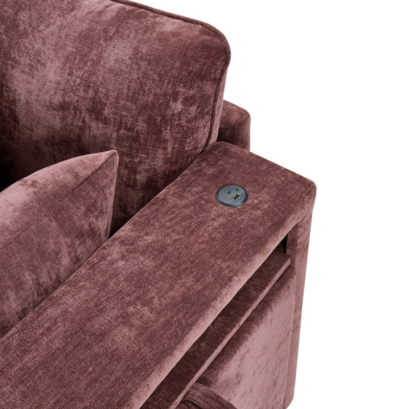 Canapé d'angle capitonné de 238 cm avec pouf, Noir, rouge