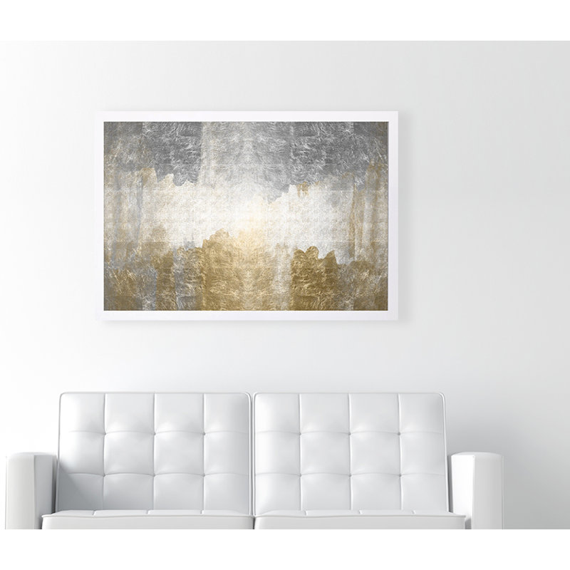 " Abstract Metallic Amantes Paint ", 38" H x 56" W x 0.5" D, White Framed