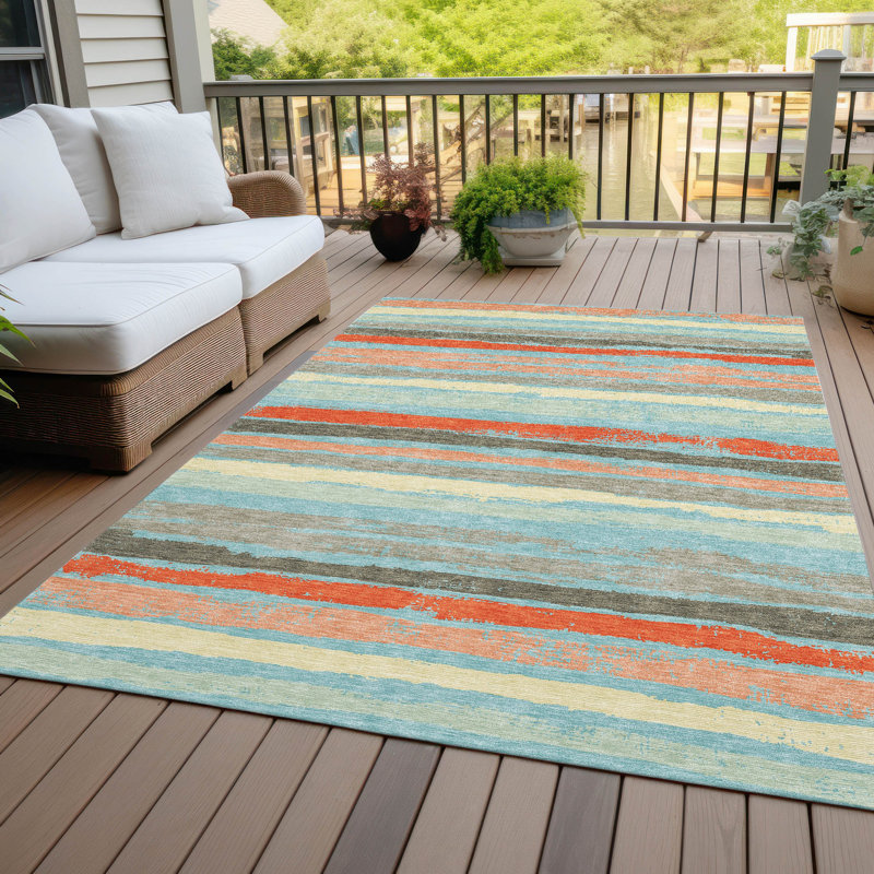 Tapis d'intérieur / extérieur bleu Sylira , 3 pi x 5 pi