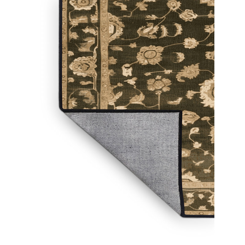 Tapis brun lavable à la machine, Rond 4 pi