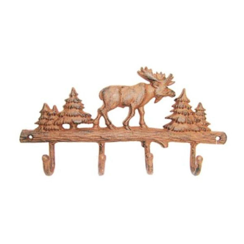 Cast Iron Moose And Trees Wall Hook