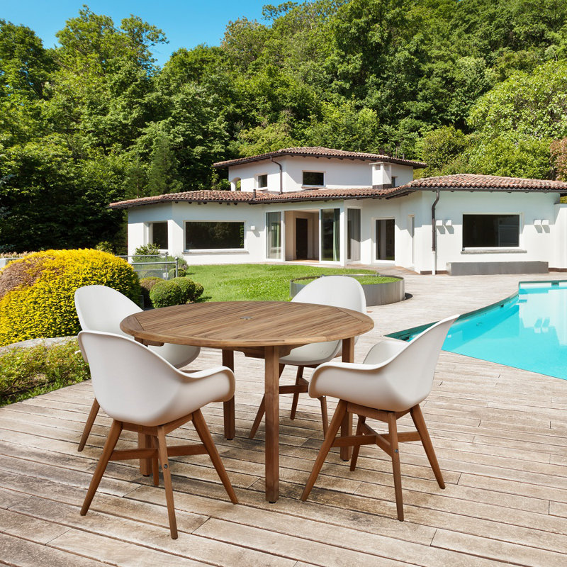Amazonia Charlotte 4 - Person Metal Patio Dining Set with Round Table