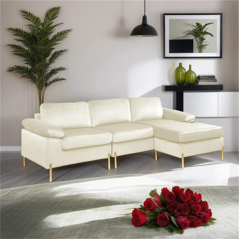 Canapé en velours de 101 po, Lin beige