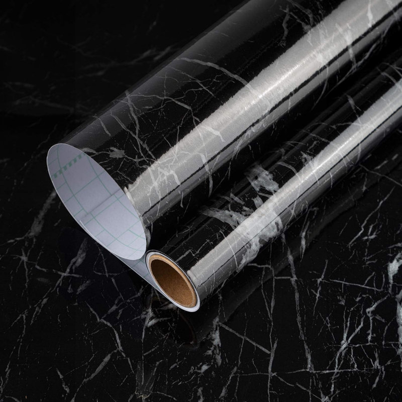 15.75" x 354.33" Marble Wallpaper Self Adhesive Black Kitchen Countertop Granite Paper