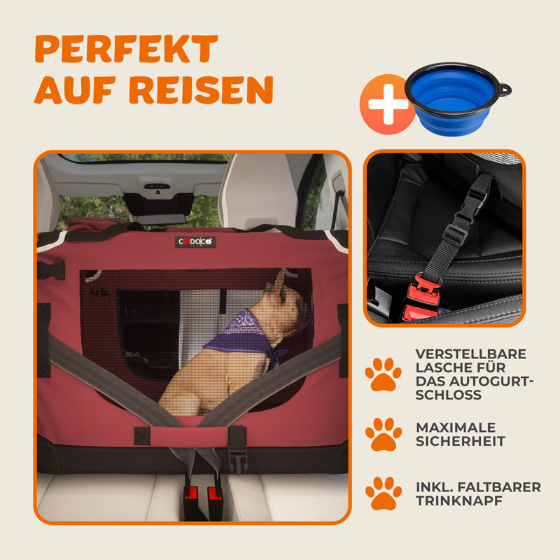 Kempner Pet Carrier, 42cm H x 60cm W x 44cm D, Red