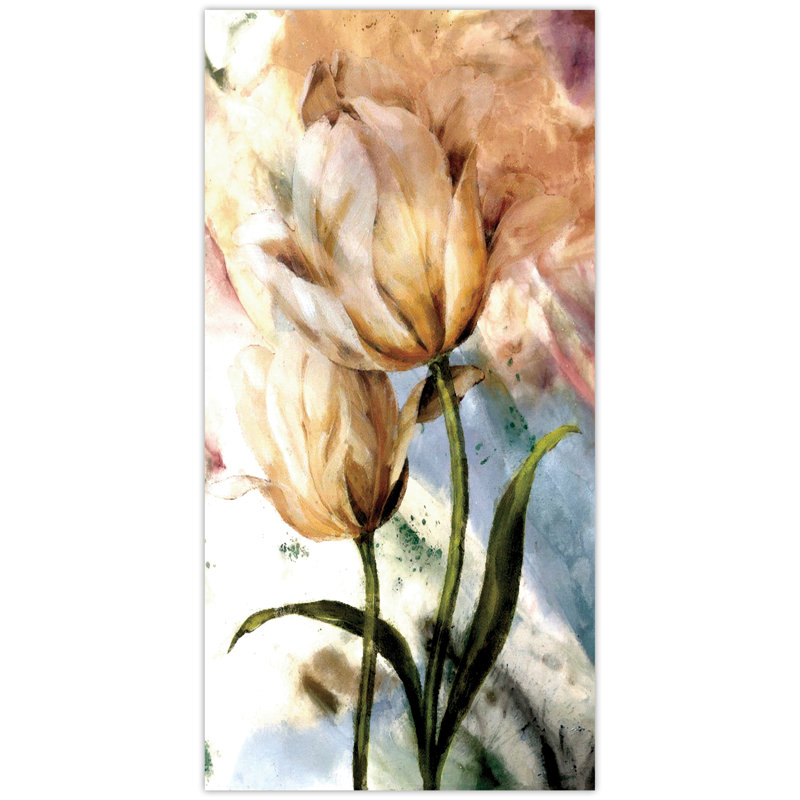 «Pastel Fleur I», art mural en verre trempé inversé sans cadre