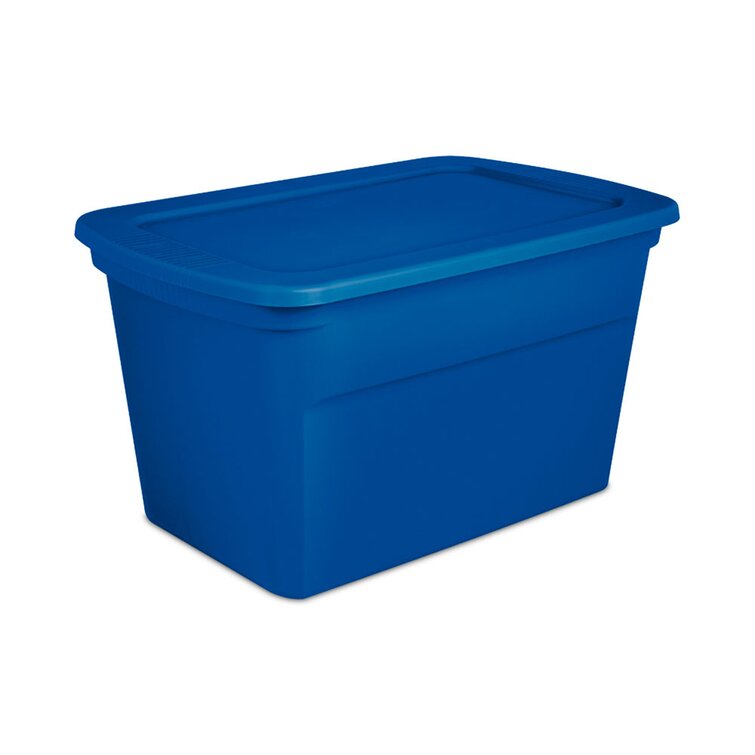  Sterilite 18 Gal Storage Tote, Stackable Bin with Lid, Plastic  Container to Organize Clothes in Closet, Basement, Blue Base and Lid,  8-Pack : Home & Kitchen