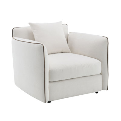Chaise en chenille beige avec oreiller Yolanda