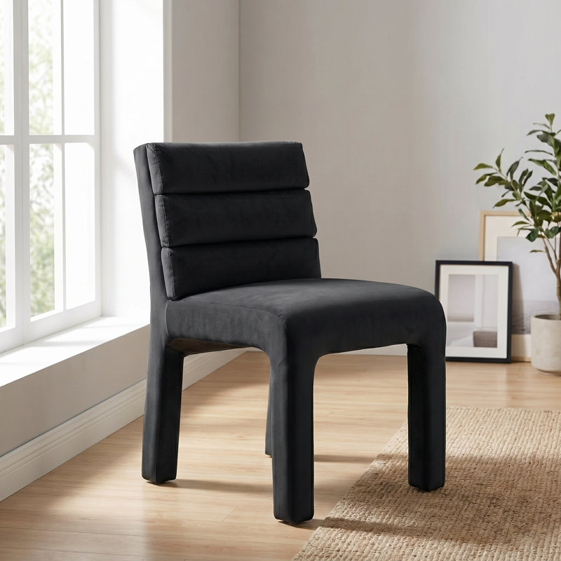 Chaise d'appoint rembourrée en velours Cowger, Noir
