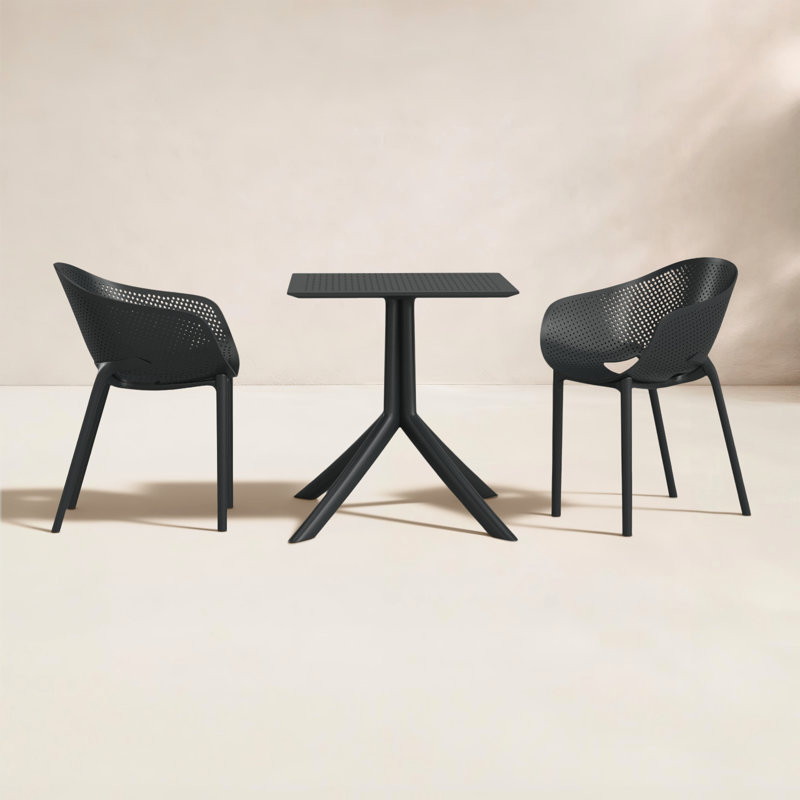 Ensemble bistro long pour 2 personnes 27,5 po Farrah Square, Noir
