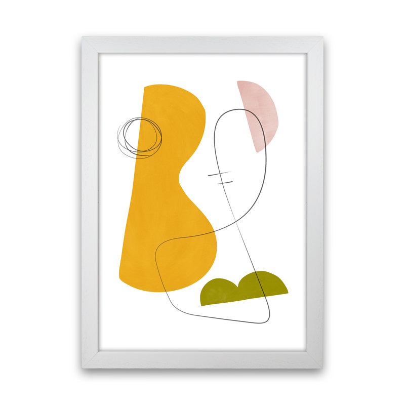Abstraction With Grey Lines III - Print, White Framed, 88cm H x 64cm W x 3cm D
