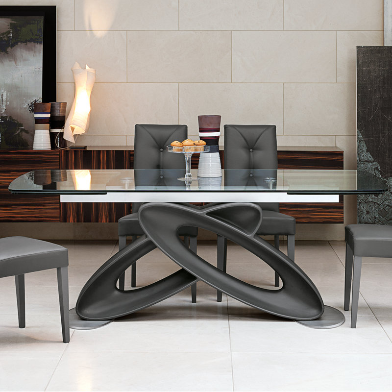 Abigale Oval Glass Top Dining Table, Graphite