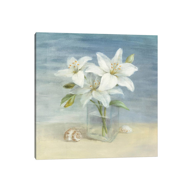 Lilies and Shells par Danhui Nai - reproduction d'art, H 12 po x l 12 po x P 0,75 po, Toile tendue
