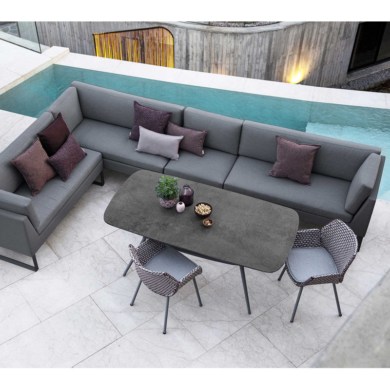 Flex 60.7" Wide Outdoor Patio Sectional with Cushions, Gray, Left Hand Facing