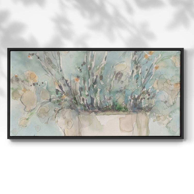 Présentoir de table II - Toile tendue avec châssis encadré - Prêt à être accroché, H 25 po x l 49 po, Noir, noir, noir, noir