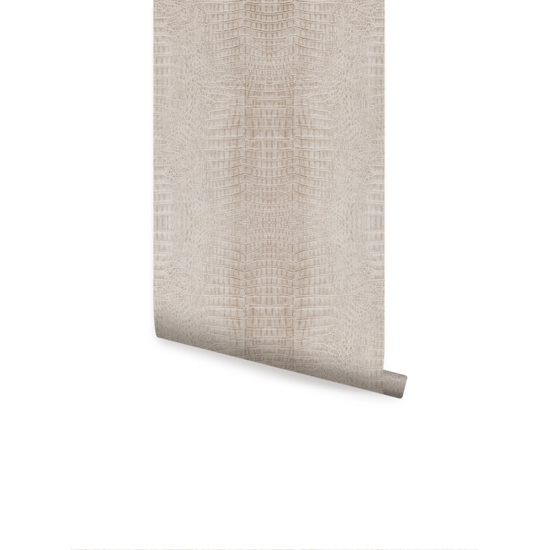 Beige Crocodile Embossed Peel and Stick Wallpaper Roll