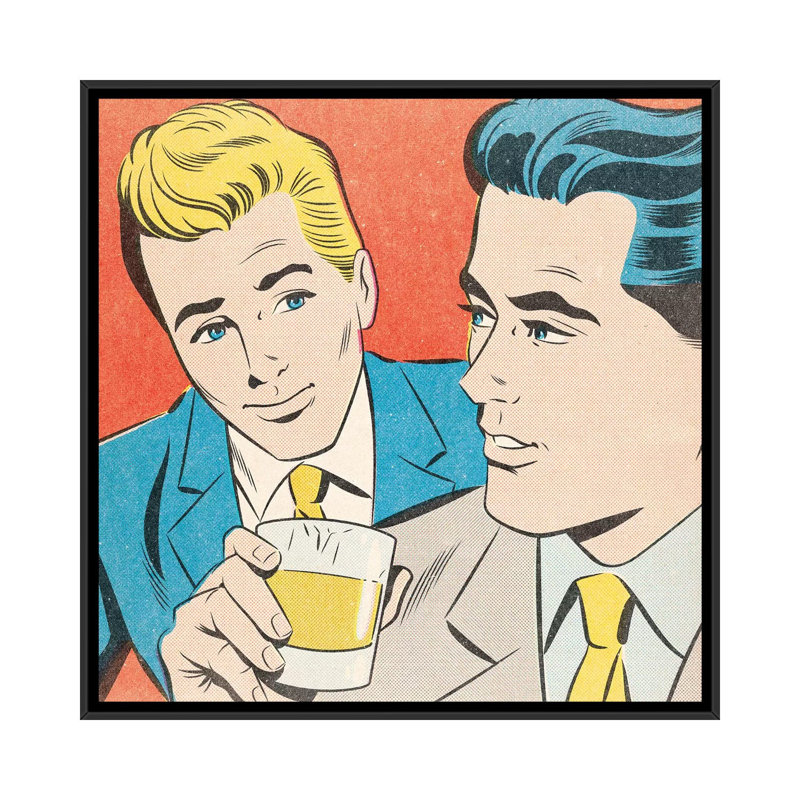 Flirt 1 Piece Wall Art on Canvas, 45.72 cm H x 45.72 cm W, Black Framed