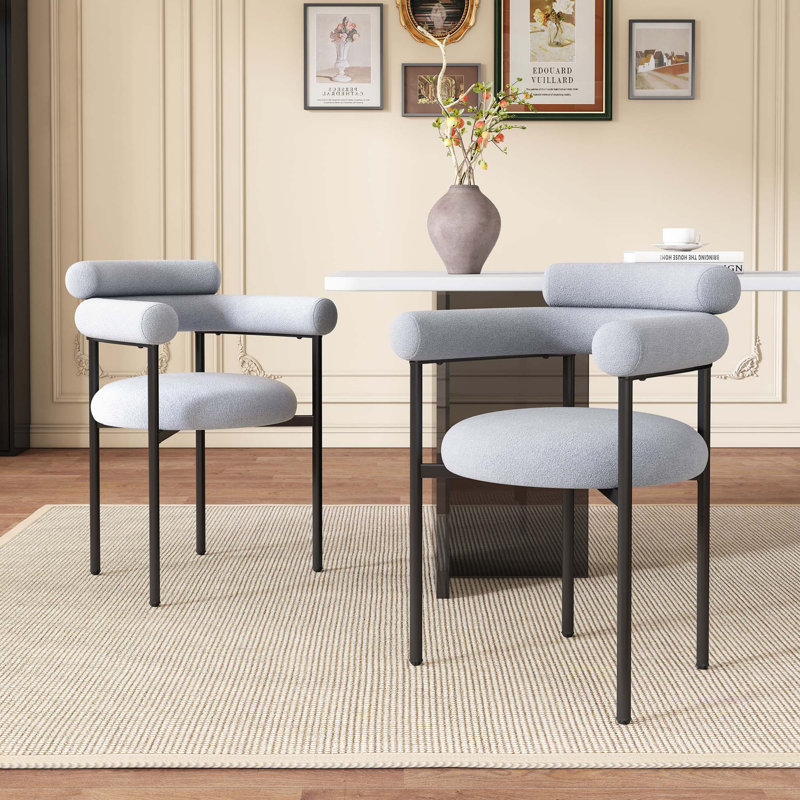 Chaise de salle à manger rembourrée avec pieds en métal (ensemble de 2), Gris
