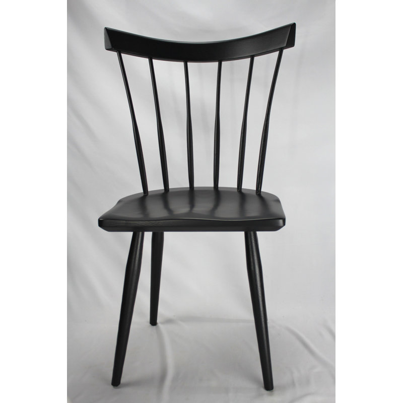 Chaise d'appoint à dossier Windsor en bois massif noir