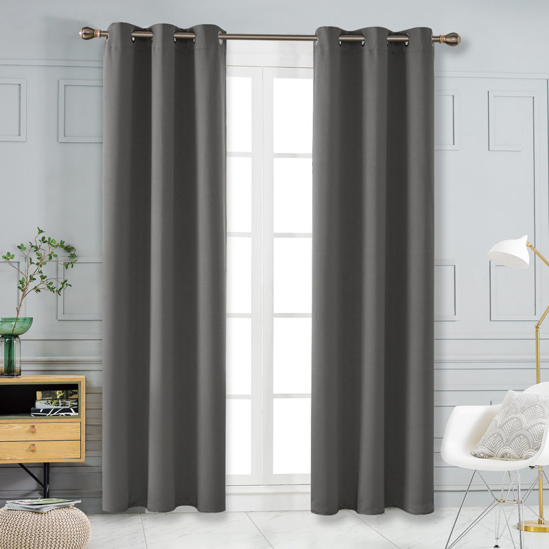 Lompoc Room Darkening Grommet Curtain Panels, Light Gray, 42" W x 108" L