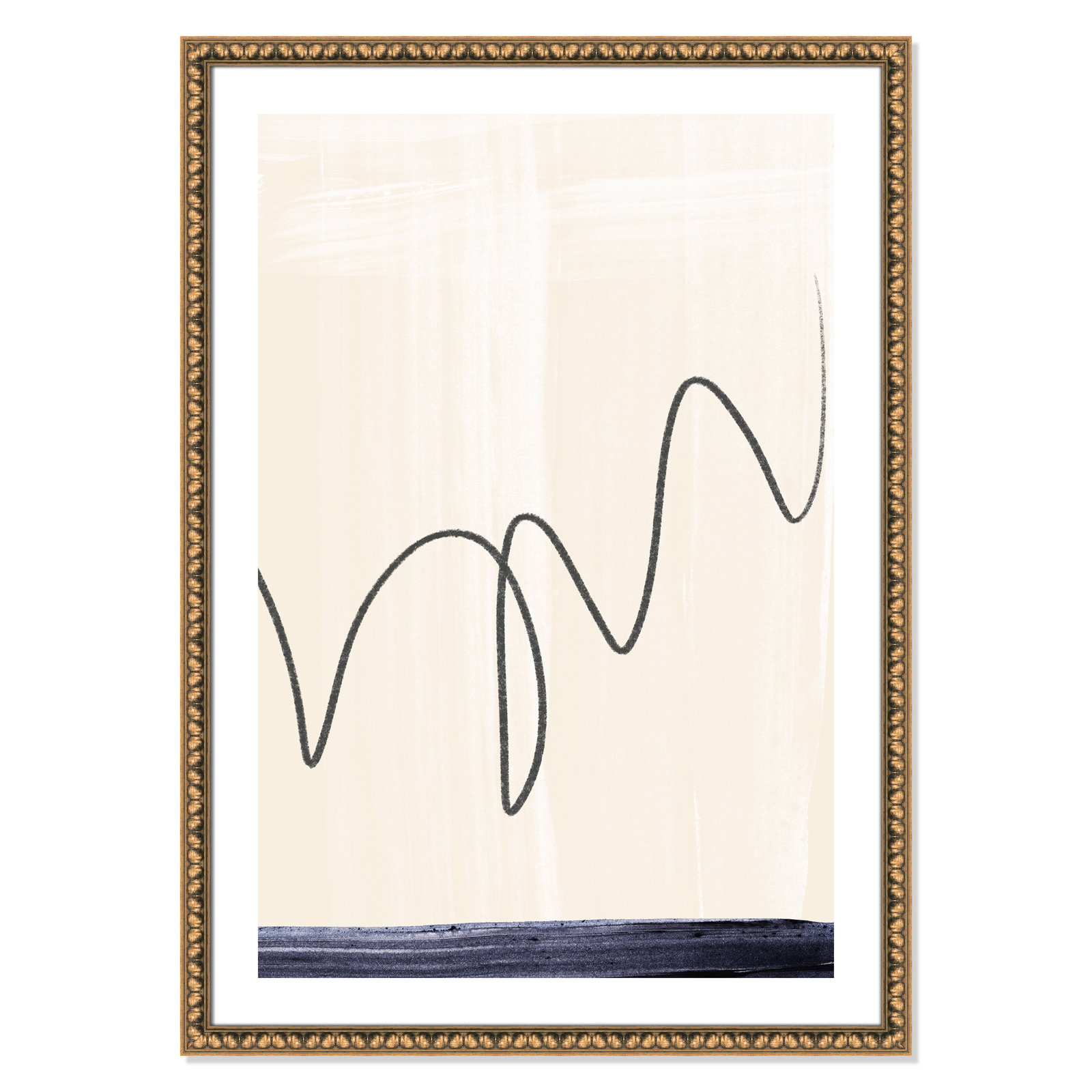 Tigerlily "Departured II" Painting, Gold Bead Framed Paper, 42.5" H x 30.5" W x 1.13" D