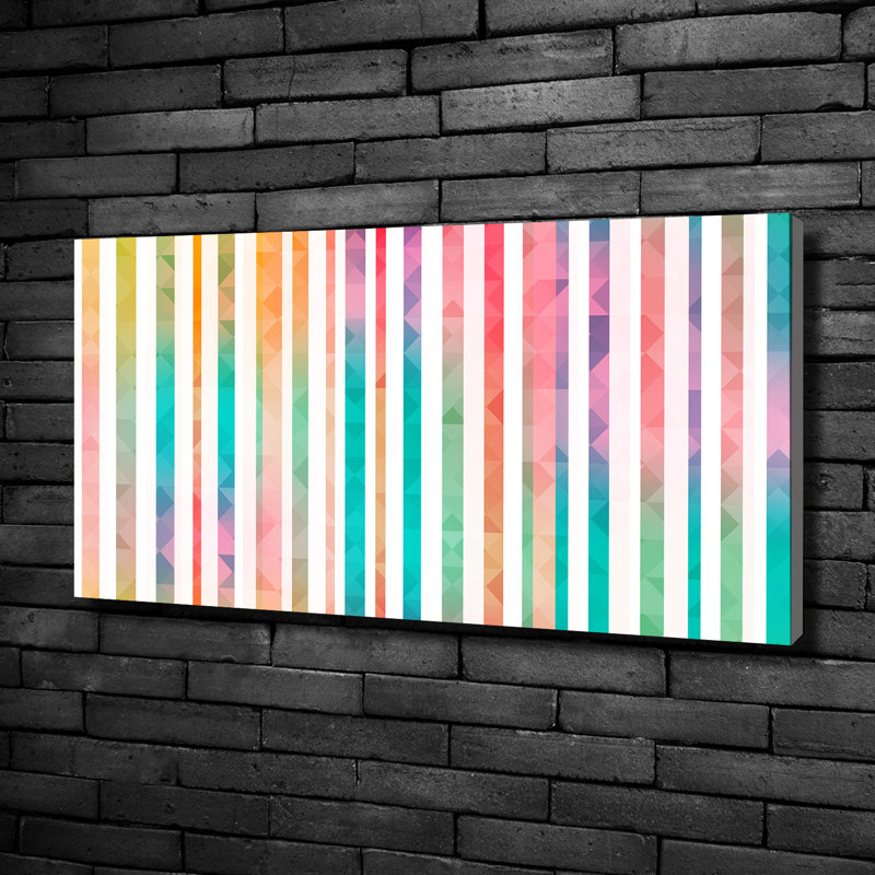 Rainbow stripes 1 Piece Wall Art on Canvas, 50cm H x 100cm W, No Frame