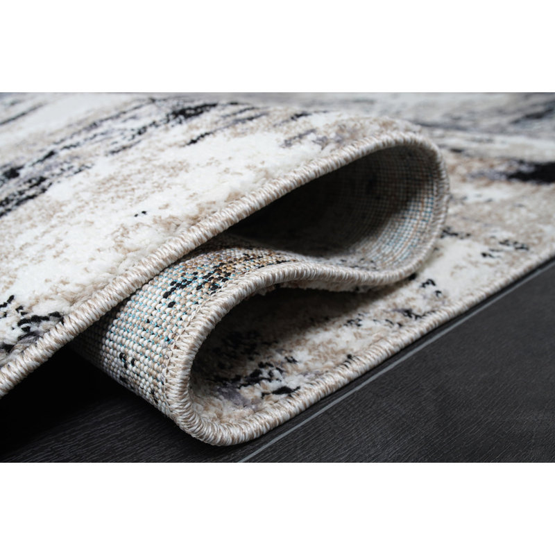 Tapis gris / noir Emerence, Rectangle 2 pi 7 po x 4 pi 11 po
