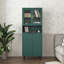 Armoire de rangement haute avec 2 portes vitrées et 2 portes, grande armoire de cuisine avec poignées dorées-1050952641