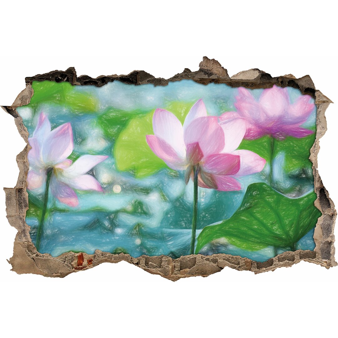 Wandtattoo Asian Pink Lotus Blossom in a Pond