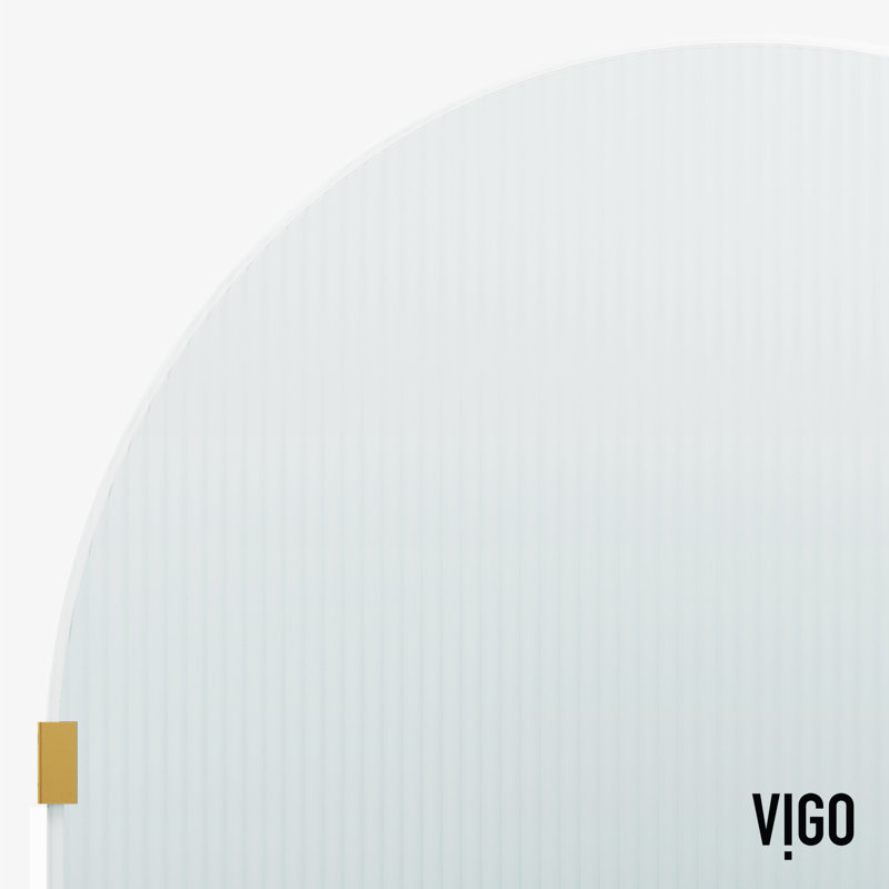 Arden 34" W x 78" H Frameless Fixed Shower Screen with 3/8" Glass, Matte Brushed Gold Fluted