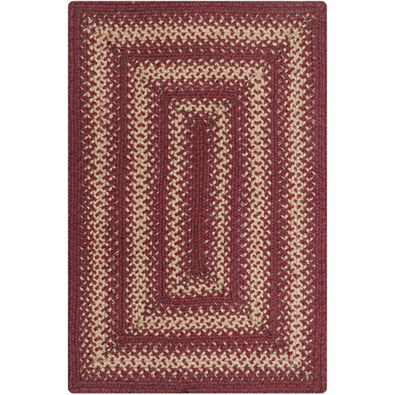 Autumn Maple Non Shedding Premium Jute Burgundy/Tan Rug, Rectangle 5' x 8'