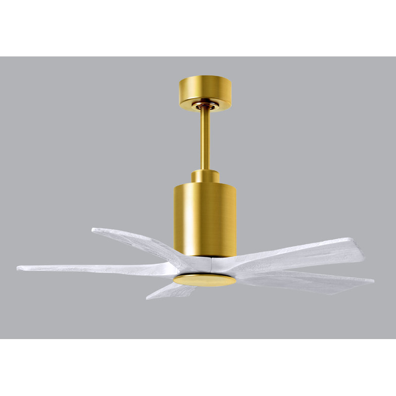 Patricia LED Downrod Ceiling Fan, Matte White, Brushed Brass