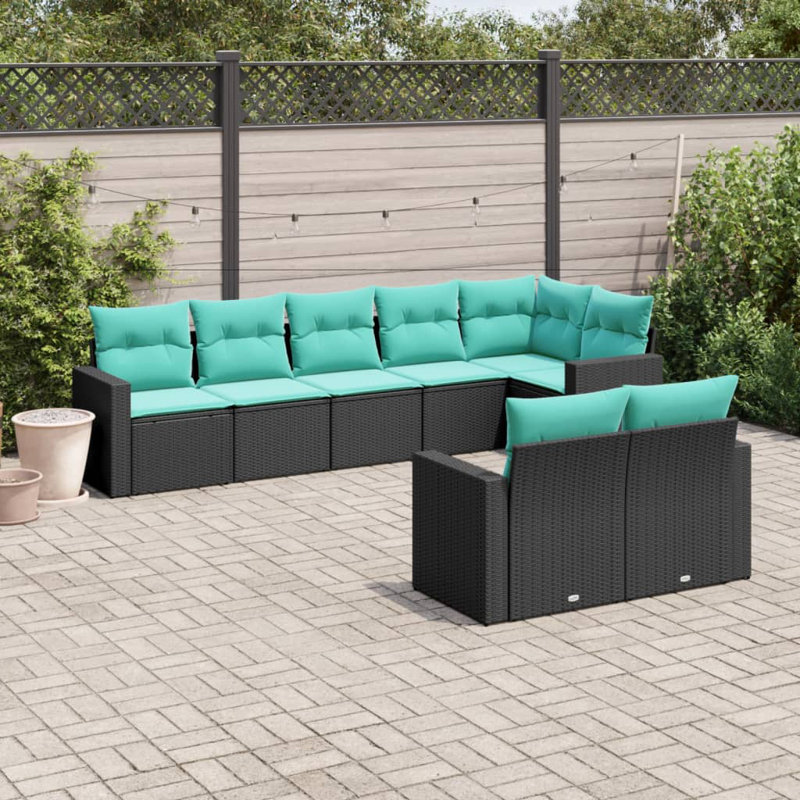  Garden Sofa Set Black, 8