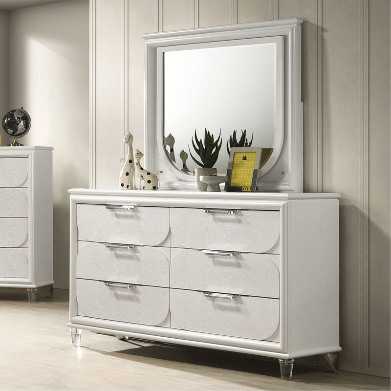 Panneaux embossés contemporains en acrylique avec commode et commode 1 pièce Contemporary