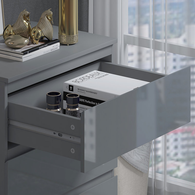 Warren 60cm 3 Drawer Chest of Drawers, Grey Gloss