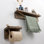 Aveline 2-Piece Handmade Solid Spruce Wood Floating Wall Shelf & Toilet Paper Holder Set
