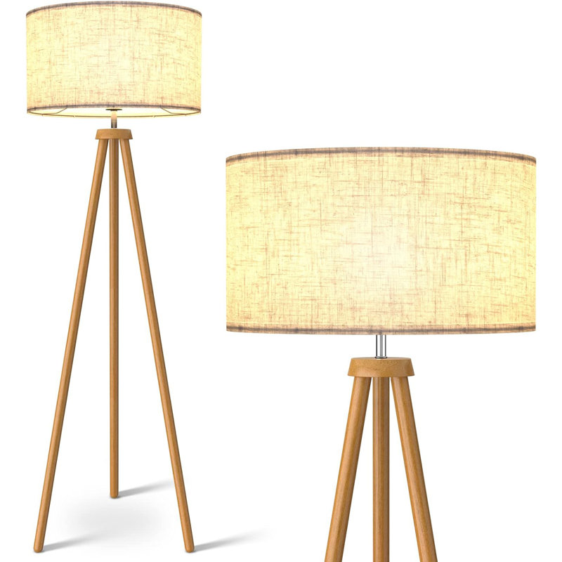 Lampe trépied moderne avec abat-jour en lin avec 3 ampoules à température de couleur