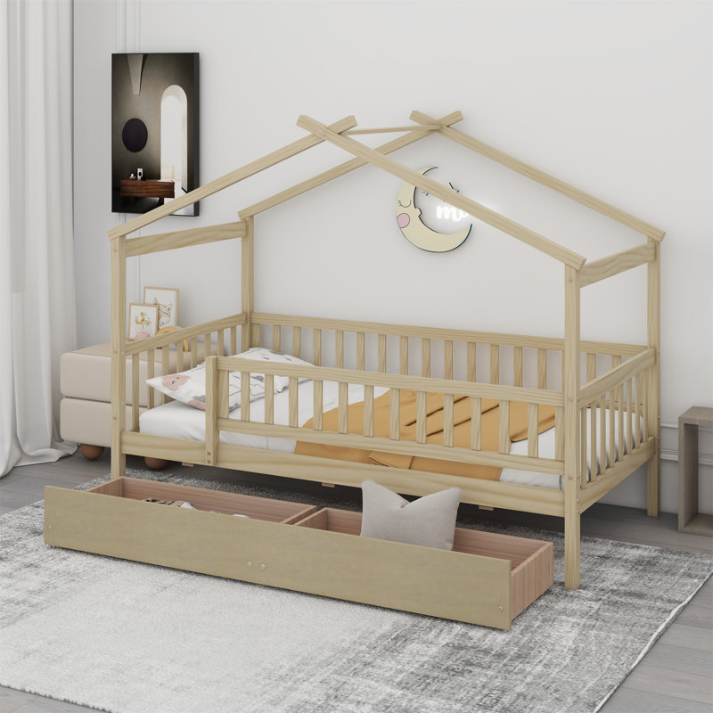 Aswin Canopy Storage Bed, Natural