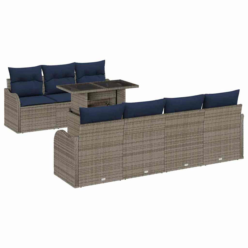 Ensemble de canapé de jardin avec coussin vidaXL 8 pièces vidaXL, Coussin bleu marine / structure grise