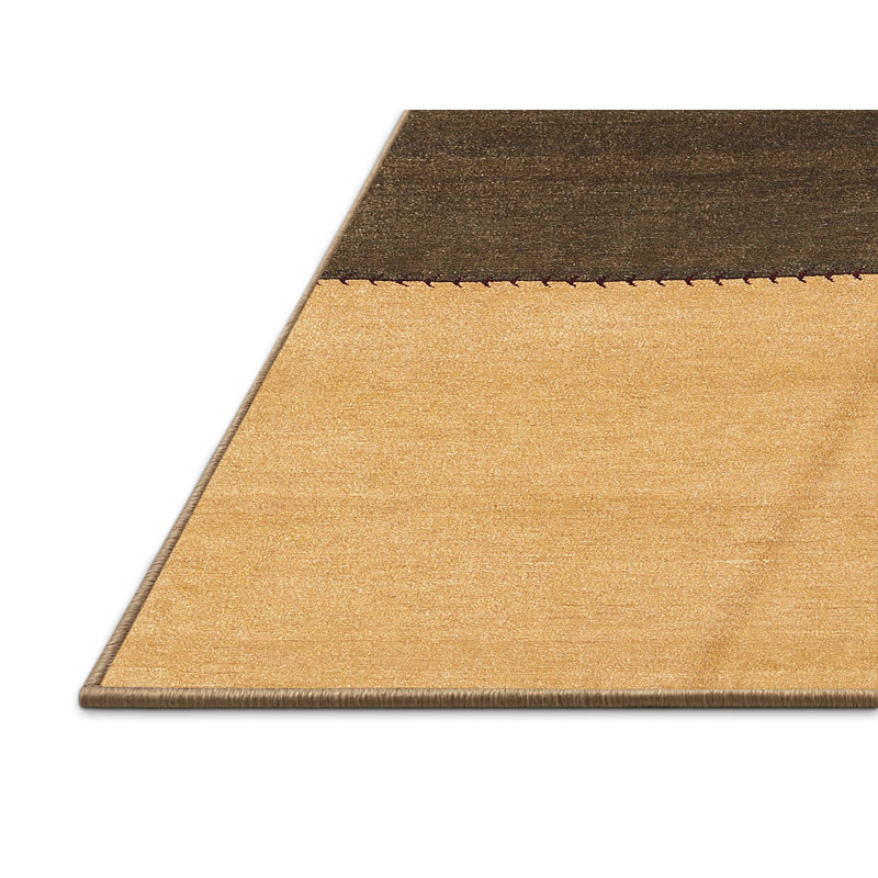 Tapis contemporain noir / beige, Rectangle 2 pi x 5 pi