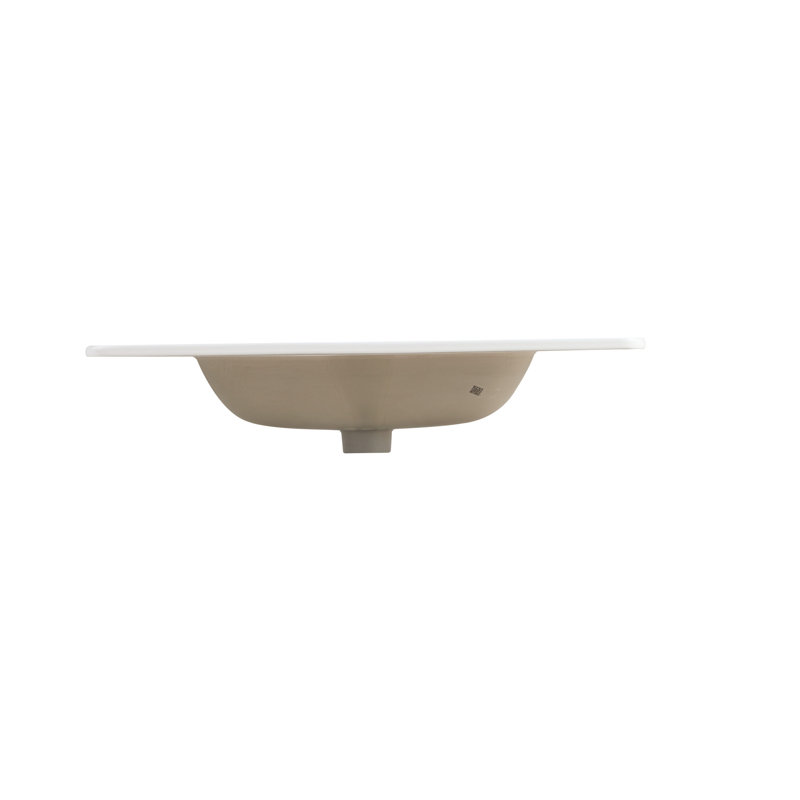 Integrated Glossy White Ceramic Basin - Modern, To Water Hammer Sleek In Ideal For Bathroom And Kitchen
